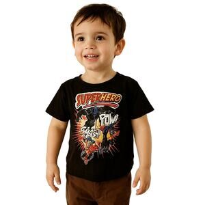 Excellent Koala Kids Boys Black Superhero Comic Graphic Tee Shirt Size 3T